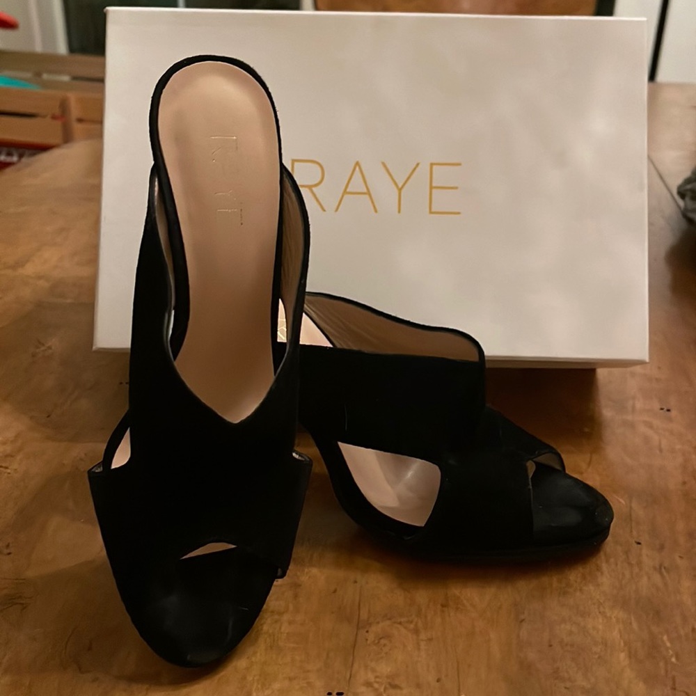 Black RAYE Suede Slip On Heels
